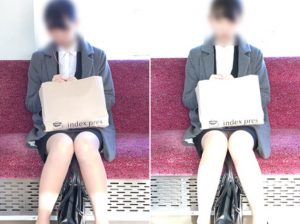 感動の最終回 美人美脚リクスーJDが油断してスト越し白パンティ見せる