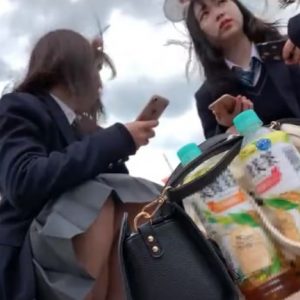 《盗撮動画》夢の国でパンチラ盗撮事案。カースト上位のJK3人組にまとわりついて隠し撮りしまくる変態ｗ