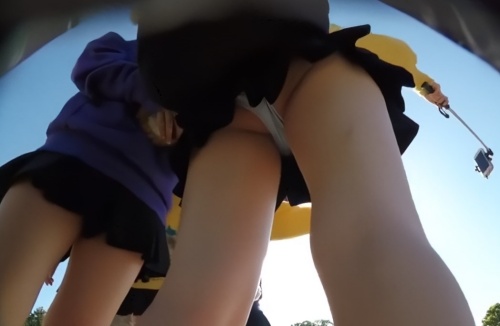 《盗撮動画》アイドル系制服JKに所々バレてそうな気がする夢の国パンチラがこちら・・・